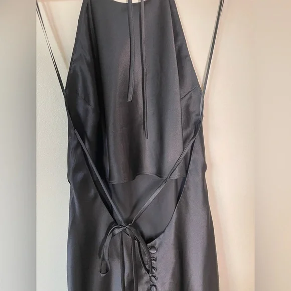 NEW Reformation Jeany Silk Long Dress Backless Formal Wedding Black | Size XS - Picture 9 of 10
